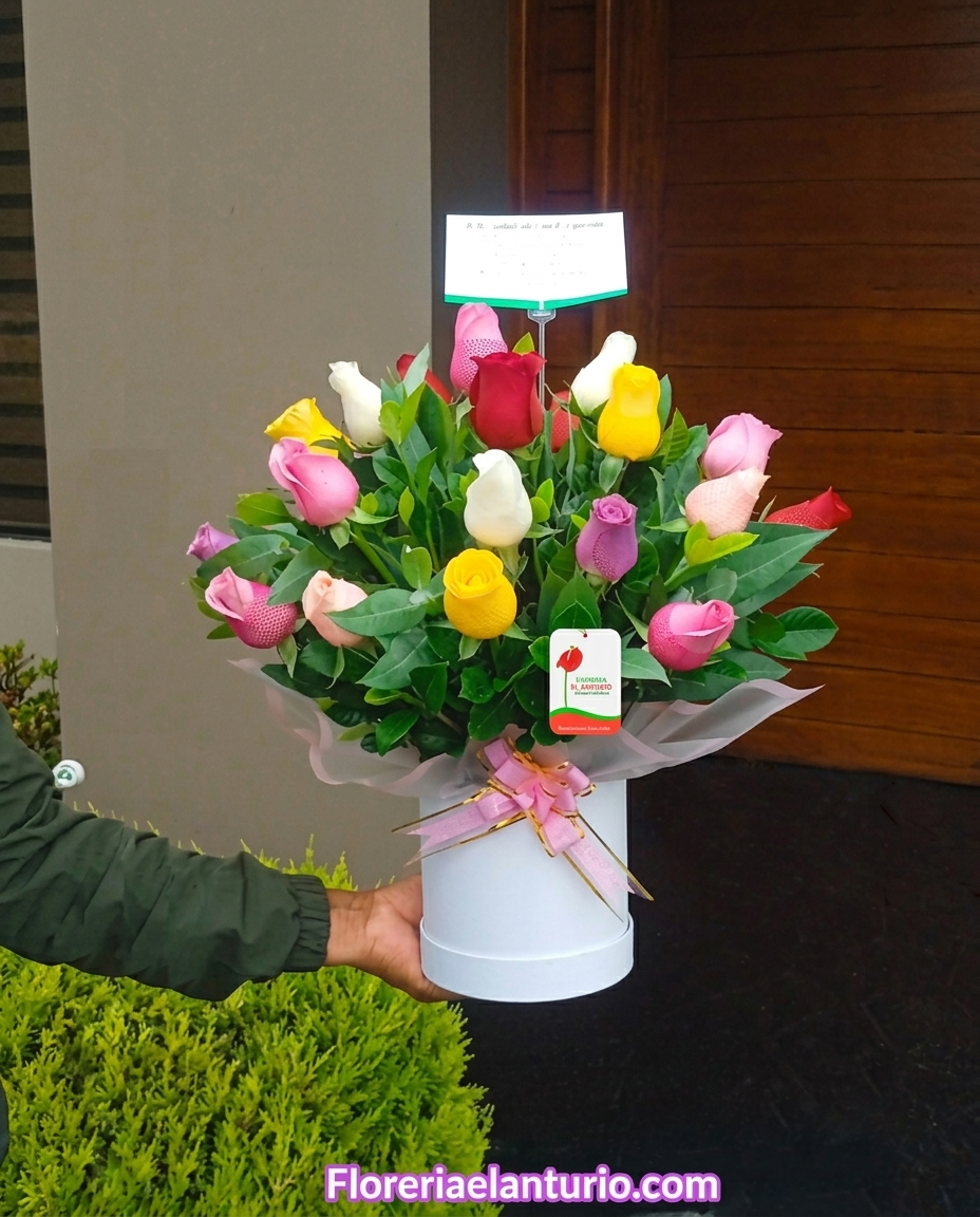 Box con 24 rosas de colores