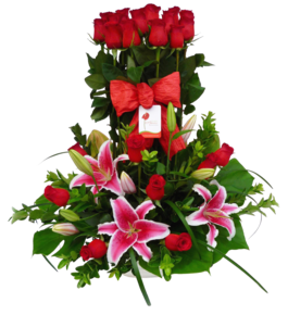 Arreglo floral para cumpleaños con rosas rojas