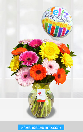 Florero con Gerberas de colores en lima, perú