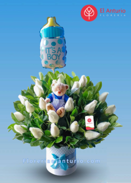 Arreglo floral para recién nacido en Lima Perú 