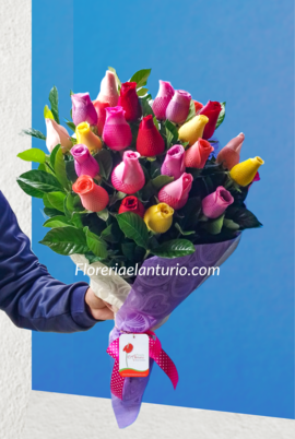 Ramo de rosas de colores premiun delivery